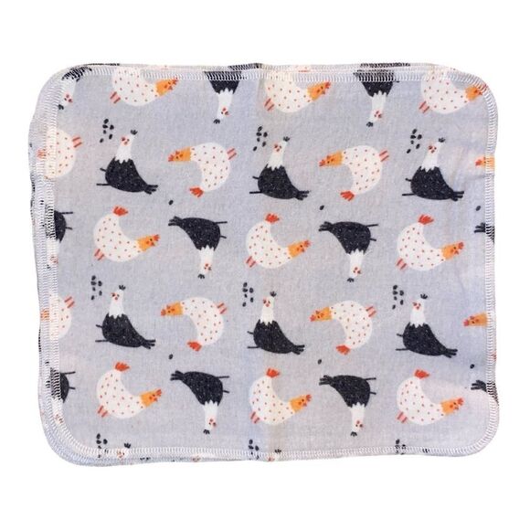 SET OF 6 REUSABLE “PAPER” COTTON TOWELS SUSTAINABLE FARMHOUSE STYLE CHICKENS - Picture 3 of 6